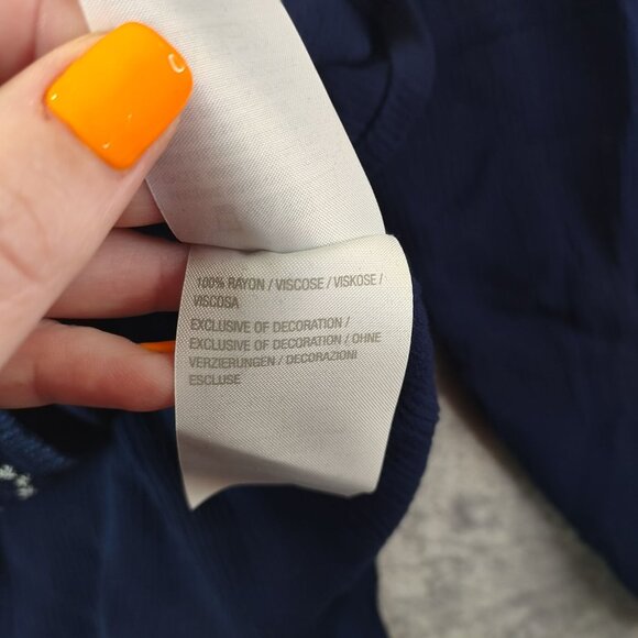 Susan Graver Women’s Embroidered Tunic Top‎ 2X Navy Boho Rayon Peasant Blouse - Picture 7 of 10